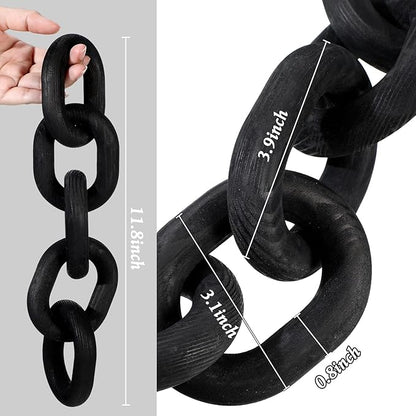 Queekay Decorative Wood Chain Link Decor Rustic Wooden 5 Link Wooden Chain Decor Ornament Farmhouse Home Decoration Hand Carved Wood Crafts Ornaments for Coffee Table(Black)