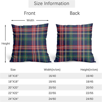 Christmas Tartan Pillow Covers 24x24 Set of 2 Navy Blue Green Red Plaid Print Decorative Outdoor Xmas Throw Pillow Cases Rustic Winter Holiday Decoration Farmhouse Sofa Couch Cushion Cover Bed Decor