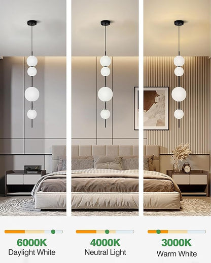 LED Kitchen Lighting, Kitchen Island Pendant Light, Black Head Bedside Chandeliers, Cylindrical Modern Pendant Ceiling Light Fixture for Foyer Dining Room Xuang Bedroom Living Room