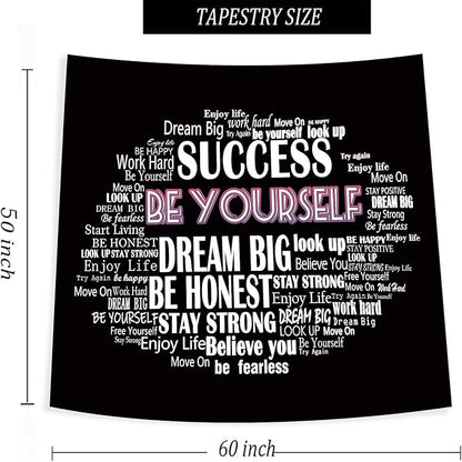 Boqin Quote Tapestry- Be Yourself Tapestries, Inspirational Wall Art, Inspirational Classroom Quotations Wall Hanging Positive Saying for Living Room, Bedroom Decoration, Outdoor - 50 x60 Inches