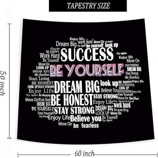 Boqin Quote Tapestry- Be Yourself Tapestries, Inspirational Wall Art, Inspirational Classroom Quotations Wall Hanging Positive Saying for Living Room, Bedroom Decoration, Outdoor - 50 x60 Inches