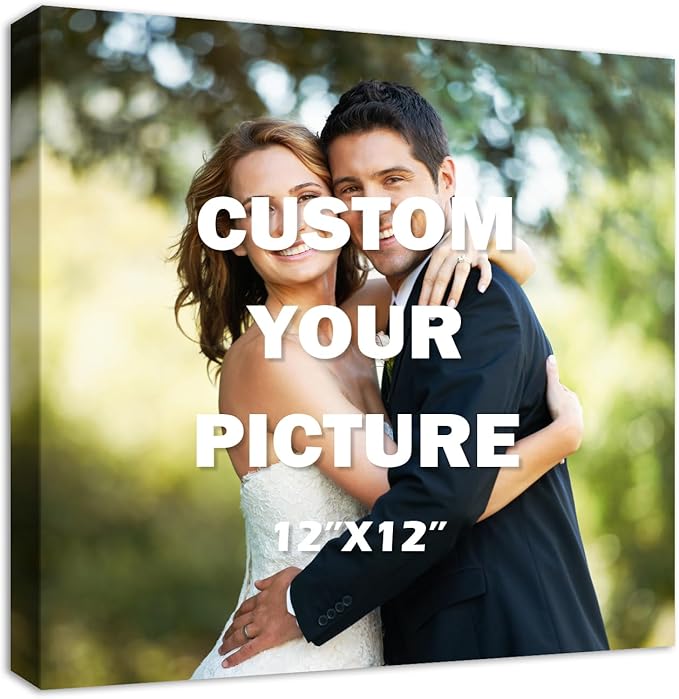 YYYYHPP Canvas Prints with Your Photos, Personalized Photo to Canvas Wall Art,Canvas Printing for Wedding, Family, Baby, Pets, Home Office Decor, Wrapped Frame 12"x12"