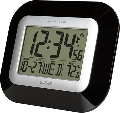 La Crosse Technology Atomic Wall/Table Clock, 7.2-inch H x 8.95-inch W x 1.2-inch D (WT-8005U-B)