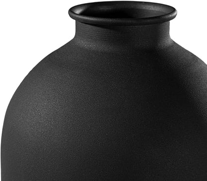 Metal Matte Black Vase 8.7 inch Tall Iron Frosted, Pampas Grass Vase for Centerpieces Minimalist for Home Wedding Boho Décor