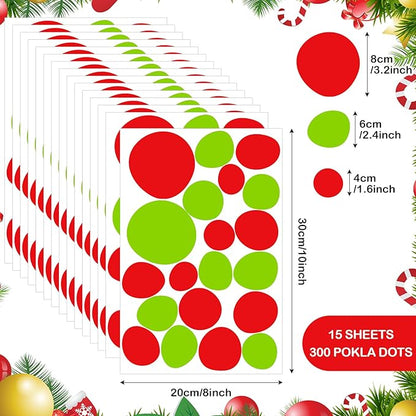 TaoBary 15 Sheet 300 Pcs Irregular Polka Dots Boho Wall Decal Terrazzo Playroom Bedroom Removable Modern Vinyl Boho Wall Stickers(Red Green)