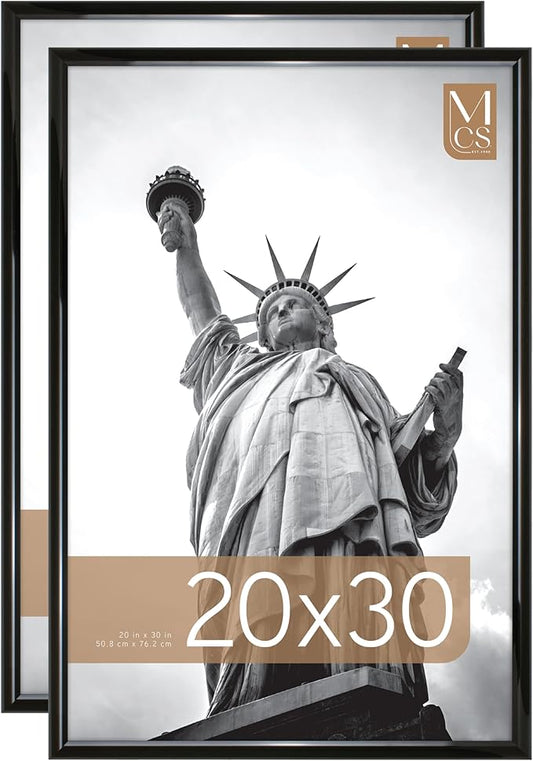 MCS Trendsetter 20x30 Poster Frame Black High-Gloss, Vertical & Horizontal Wall Hanging Large Picture Frame for Photos, Posters & Art Prints (2-Pack)