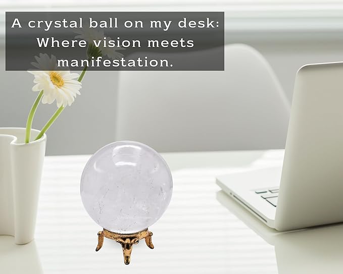 Amazing Gemstone Clear Quartz Crystal Ball with Stand - 2.5 Inches Large Crystal Sphere Meditation Balls for Witchcraft and Decorative Balls
