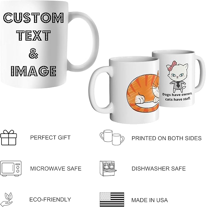 Custom Mug - Personalized Coffee Mug with Photo, Logo, or Text | Funny Coffee Cup | Custom Gifts for Men & Women | Customized Mugs Photo Mugs With Names 11oz Printed on Both Sides
