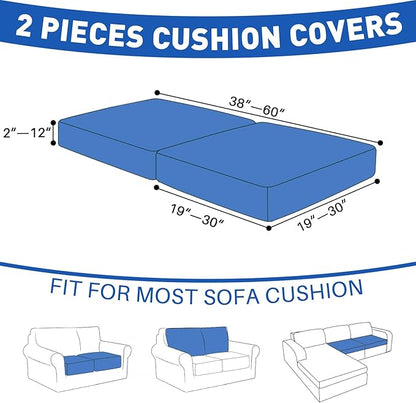 MAXIJIN Waterproof Couch Cushion Covers Stretch Sofa Seat Slipcovers Washable，Sectional Outdoor Cushion Covers with Elastic Bottom for Dogs Pets Kids (2 Pc Cushion Cover, Dusty Pink)