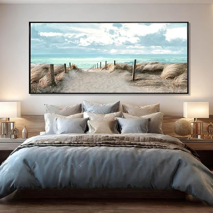 Ocean Wall Art Landscape Wall Decor Modern Canvas Prints 32"x70" Large Artwork for Living Room Framed Picture for Kitchen