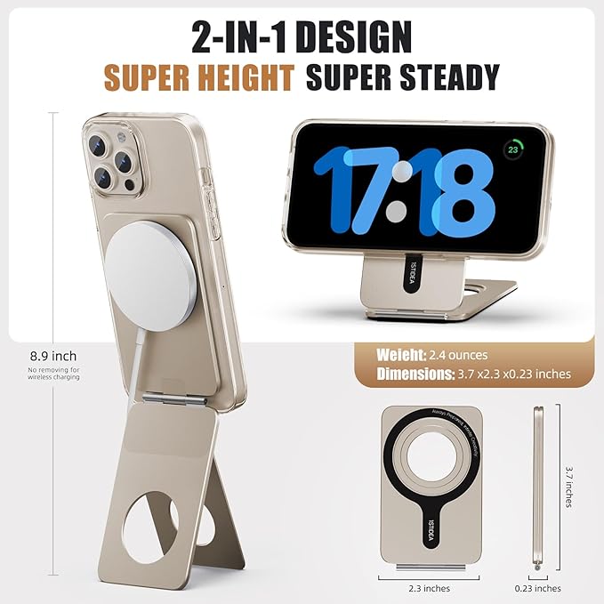 Magnetic Tripod for iPhone, Aluminium Phone Tripod Stand Compatible with Magsafe iPhone 17/16/15/14/13/12 Series, Foldable Strong Magnetic Phone Stand & Travel Essentials Accessories