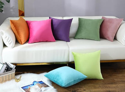 mixeoo Black Comfy Throw Pillow Covers Decorative Velvet Square Couch Cushion Cases for Livingroom Sofa Decor, Set of 2,18 x 18 Inches
