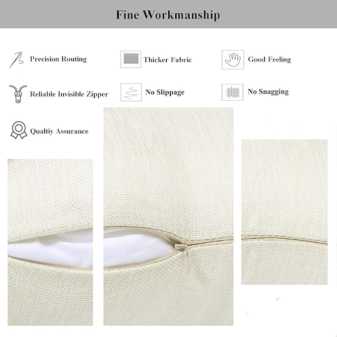 Linen Throw Pillow Covers 18 x 18 Beige Decorative Blank Couch Pillow Covers for Sublimation Bed Sofa Farmhouse Cushion Cases Set of 4