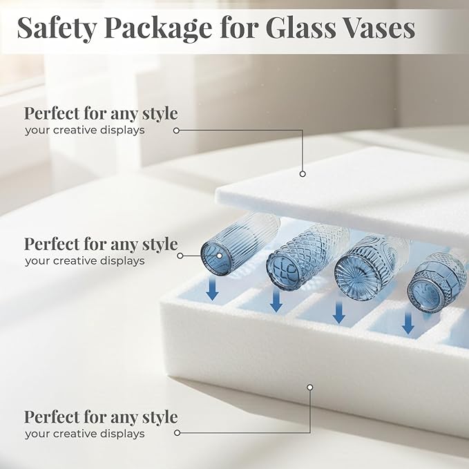 BEAHOT 32 Pack Bud Vase in Bulk,Mini Blue Vintage Glass Flower Vases for Centerpieces,Wedding Decor,Party & Home Decaration,Mother's Day (Blue-Gradient)