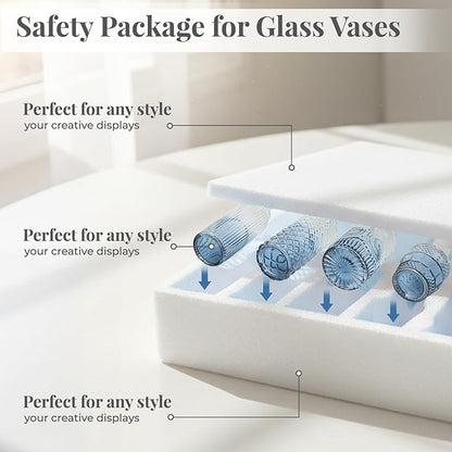 BEAHOT 32 Pack Bud Vase in Bulk,Mini Blue Vintage Glass Flower Vases for Centerpieces,Wedding Decor,Party & Home Decaration,Mother's Day (Blue-Gradient)