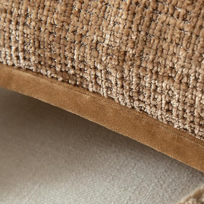 Yaertun Pack of 2 Chenille Textured Decorative Throw Pillow Covers Accent Solid Cushion Cover Soft Cozy Pillow Case with Velvet Back for Couch Sofa Bed Living Room 12x20 Inch Light Brown