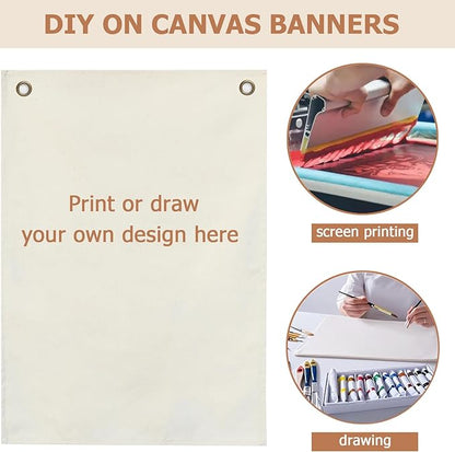 Canvas Banner Hanging Flag Banner for Nursery and Playroom Wall Décor for Kids Trendy Room Décor for Boys and Girls (Blank-vertical)