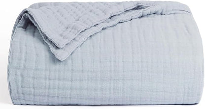 Love's cabin 6 Layer 100% Cotton Muslin Blanket, 50"x60" Throw Muslin Blanket for Couch Bed, Lightweight and Breathable Cotton Gauze for Adult, Light Grey