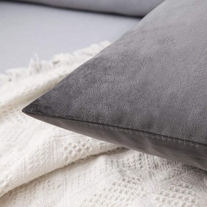 MIULEE Velvet Throw Pillow Covers 12x20 Inch, Pack of 2 - Dark Grey, Soft Solid Lumbar Decorative Pillow Covers Modern Luxury Home Decor for Chair Couch Sofa Bedroom Livingroom