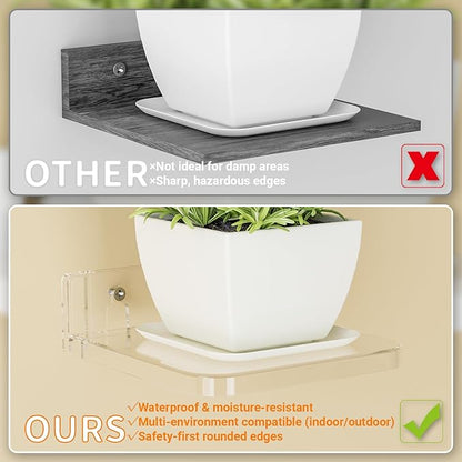 Yieach 5 Inch Mini Shelf for Wall,4 Pack No Drilling Small Adhesive Shelf,Plant Shelves Indoor,Small Acrylic Floating Shelves for Wall and Display Ledges Picture,Funko,Anime Figure,Figurine,Clear