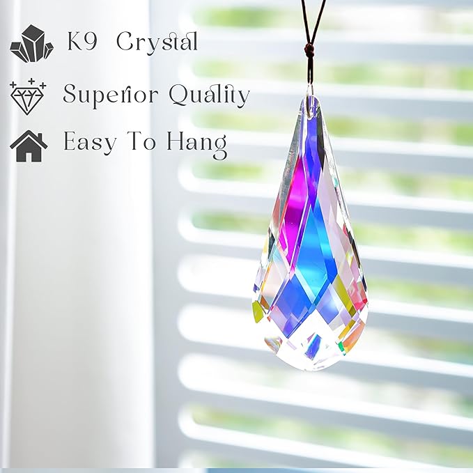 120mm/4.7in Crystal Suncatcher Prism Window Hanging Ornament Rainbow Glass Prism Sun Catcher Decor for Home Garden(AB Colors)