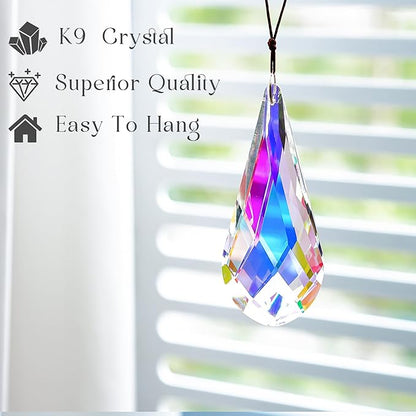 120mm/4.7in Crystal Suncatcher Prism Window Hanging Ornament Rainbow Glass Prism Sun Catcher Decor for Home Garden(AB Colors)