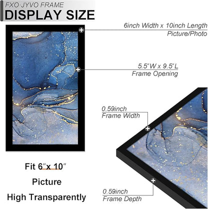 6x10 Picture Frame, Black Frame for 6 x 10 Inch Picture Poster Photo, Light Weight and High Transparent 6 by 10 Frame for Wall - 1 Pack/Black/6"x10"