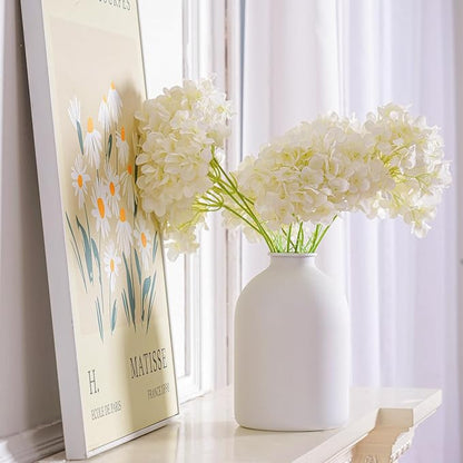 Metal Matte White Vase 8.7 inch Tall Iron Frosted, Nordic Style Pampas Grass Vase for Centerpieces Minimalist for Home Wedding Boho Décor