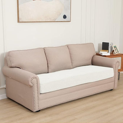 Easy-Going Stretch Cushion Cover Sofa Cushion Furniture Protector Sofa Seat Sofa Slipcover Sofa Cover Soft Flexibility with Elastic Bottom (Oversized Sofa Cushion, Cream)