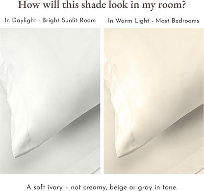 California Design Den Full Size Sheets Set - Natural 100% Cotton Sheets Full Size Bed with Deep Pockets, Soft Sateen Weave, Durable Bedding Set Ivory (Eggshell)