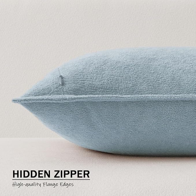 Kevin Textile Waterproof Decorative Pillow Covers Light Blue 22x22 Inch Pack of 2 Soft Boucle Textured Euro Pillowcases Elegant Accent Pillows for Couch Sofa Chair Bed Home Decor Indoor Outdoor