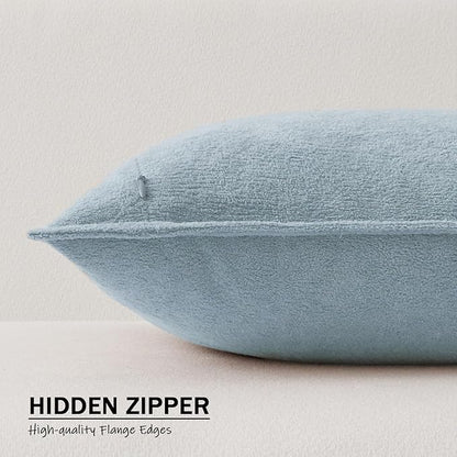 Kevin Textile Waterproof Decorative Pillow Covers Light Blue 20x20 Inch Pack of 2 Soft Boucle Textured Throw Pillowcases Elegant Accent Pillows for Couch Sofa Chair Bed Home Decor Indoor Outdoor