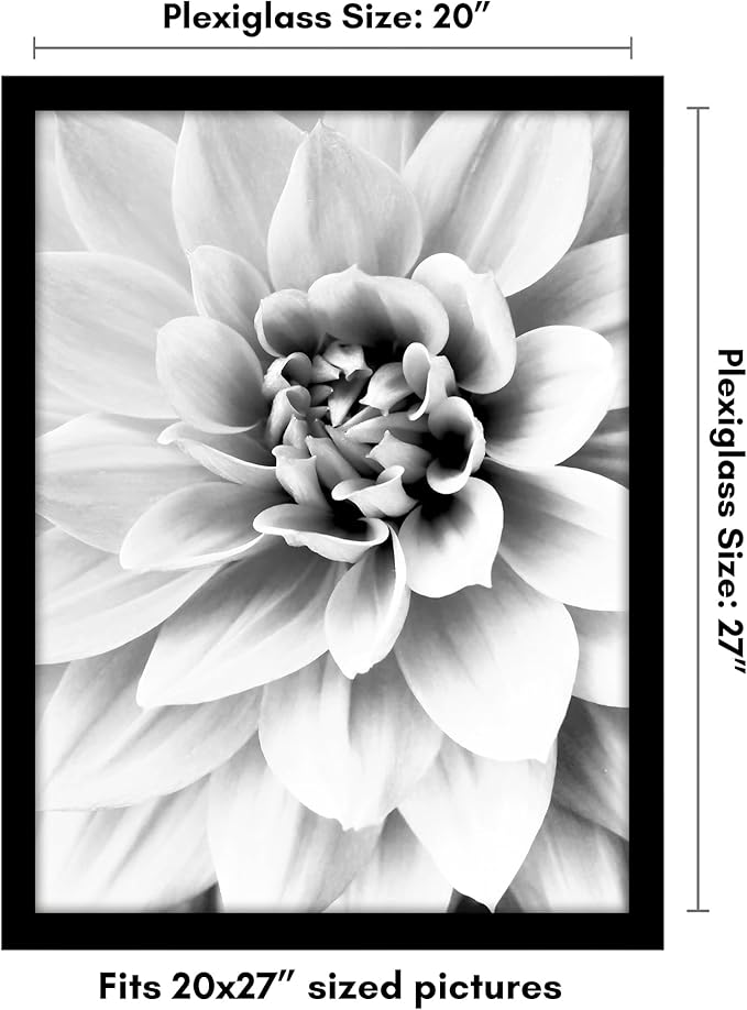 Americanflat 20x27 Picture Frame with Polished Plexiglass - Black Picture Frame - Wide Photo Frames Made of Engineered Wood for Vertical or Horizontal Wall Display - Epic Collection - Black