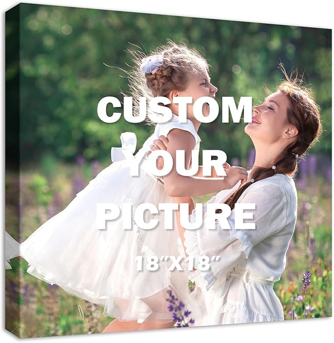 YYYYHPP Canvas Prints with Your Photos, Personalized Photo to Canvas Wall Art,Canvas Printing for Wedding, Family, Baby, Pets, Home Office Decor, Wrapped Frame 18"x18"