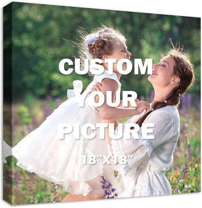 YYYYHPP Canvas Prints with Your Photos, Personalized Photo to Canvas Wall Art,Canvas Printing for Wedding, Family, Baby, Pets, Home Office Decor, Wrapped Frame 18"x18"