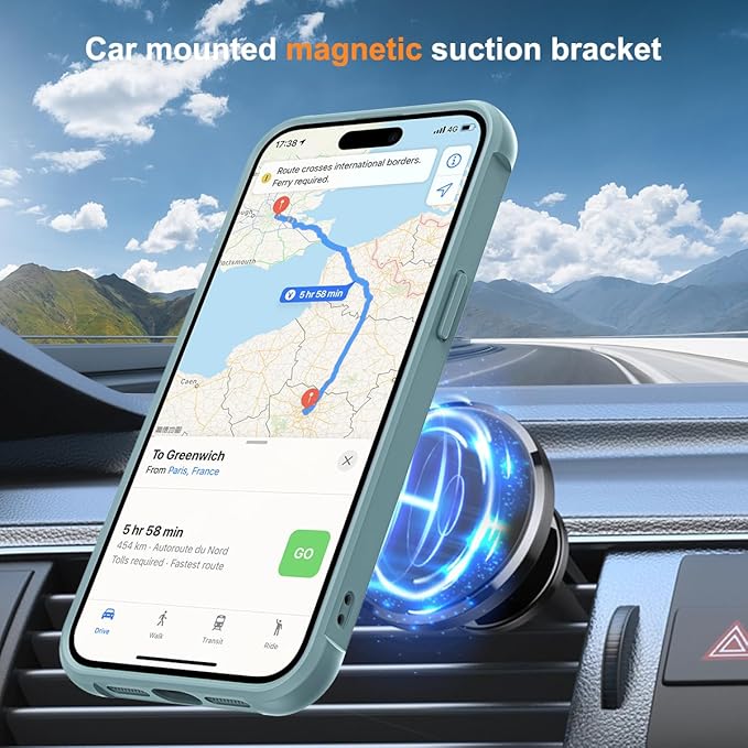 Compatible with iPhone 15 Plus Case with Invisible Magnetic O-Ring Stand Military-Grade Translucent Case for iPhone 15 Plus 6.7" [Compatible with Mag-Safe][Great Grip Feeling], Blue