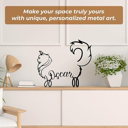Personalized Maine Coon Cat Minimalist Metal Line Art Sculpture Customized Name Abstract Art Table Metal Sign Ornaments Wall Living Room Home Office Desk Decor Gifts for Cat Lovers