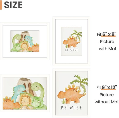 upsimples 9x12 Picture Frame Set of 5, Display Pictures 6x8 with Mat or 9 x 12 Without, Wall Gallery Photo Frames, White