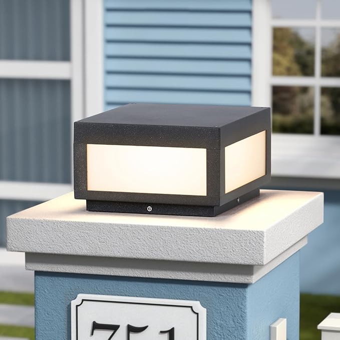 Outdoor Post Lights, 9.84" Pillar Light Outdoor, IP54 Waterproof Column Lights Hard Wired, 3000K Post Lamp Modern for Outside Posts Fence Deck Gate Entrance Yard Driveways