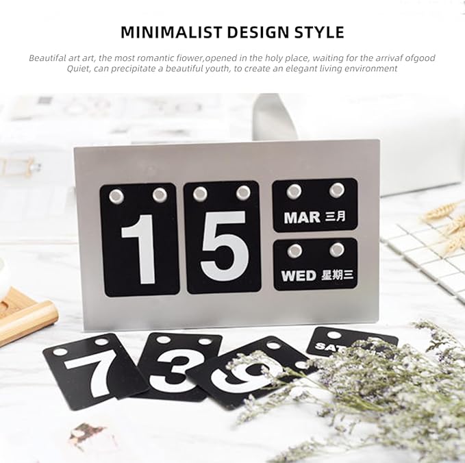 Calendar for Desk, Daily Desktop Perpetual Desk Calendar, Cute Date Display Desk Accessory for Home Office Decor, Teacher, Classroom, Reusable Yearly (BLACK)
