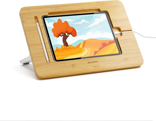 Wooden Tablet Drawing Stand - Portable & Adjustable 5 Angles for Laptop,Laptop Stand Riser,Compatible with 12.9/13 inch iPad Pro(3rd-6th Gen)