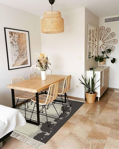 Rustic Bear Entryway Rug 2X3 Ft Bathroom Mat, Washable Woven Forest Animal Rustic Cabin Throw Carpet with Tassel, Non-Shedding Farmhouse Vintage Nature Scenery Art Indoor Outdoor Kitchen Doormats