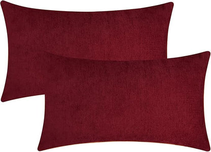 Jeneoo Santa Red Decorative Throw Pillow Covers Soft Chenille Comfy Lumbar Couch Cushion Cases for Living Room Sofa Decor (Set of 2, 12 x 20 Inches)
