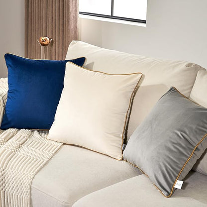 Aeckself Pack of 2 Luxury Velvet Square Pillow Covers Modern Decorative Pillowcase Comfortable Soft Solid Cushion Case for Sofa Bedroom Car Living Room 18 x 18 Inch, Navy Blue 45 x 45cm
