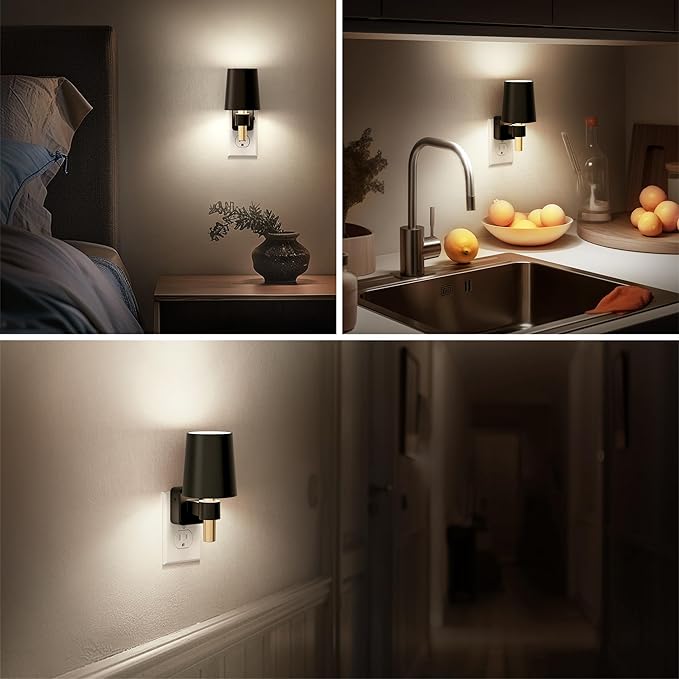 Night Light, Dimmable Night Lights Plug into Wall, Dusk to Dawn Sensor, Daylight White 5000K, 0-100LM, Plug in NightLight, Vintage Night Light Compact for Hallway Bedroom Stairway