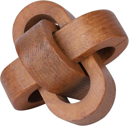 Wood Knot Decor Farmhouse Wood Chain Link Ornaments Accents Wood Art Crafts Decorative Chain Knot Decor Modern Home Accessories for Coffee Table Tiered Tray Boho Bookshelf Decor
