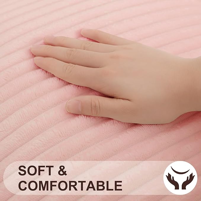 Simmore Decorative Fall Throw Pillow Covers 16x16 Set of 2, Soft Plush Flannel Double-Sided Fluffy Couch Pillow Covers for Sofa Living Room, Pink