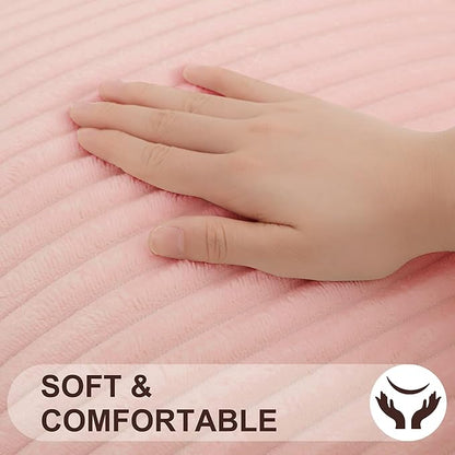 Simmore Decorative Fall Throw Pillow Covers 20x20 Set of 2, Soft Plush Flannel Double-Sided Fluffy Couch Pillow Covers for Sofa Living Room, Pink