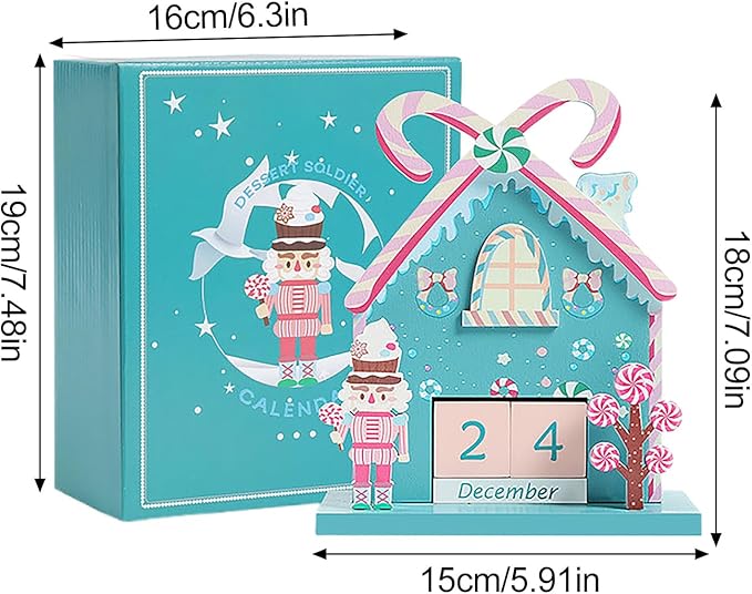 Christmas Wooden Perpetual Blocks Calendar, Soldier Wood Month Date Display Blocks, Cute Christmas Block Calendar for Desk, Xmas Calendars for Home Ornament Festival Decor Accessories