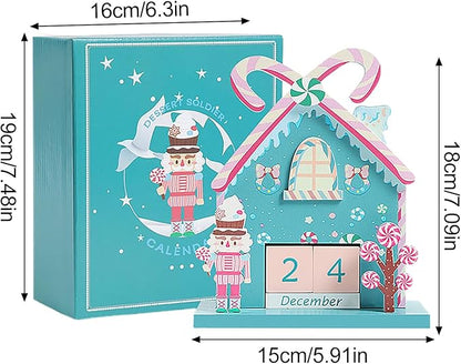 Christmas Wooden Perpetual Blocks Calendar, Soldier Wood Month Date Display Blocks, Cute Christmas Block Calendar for Desk, Xmas Calendars for Home Ornament Festival Decor Accessories